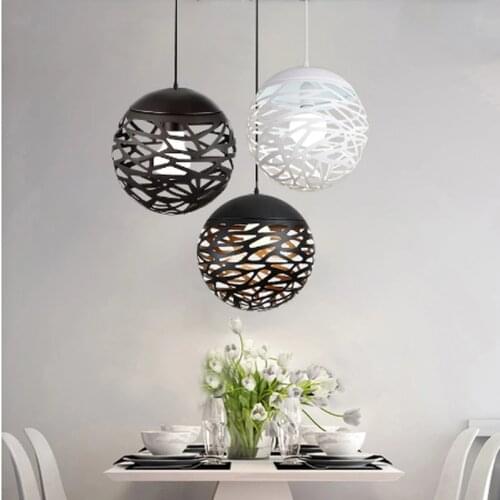 Modern iron LED pendant light Hollow out metal ball lamp living room bedroom shop bar lighting fixture home decor WJ507