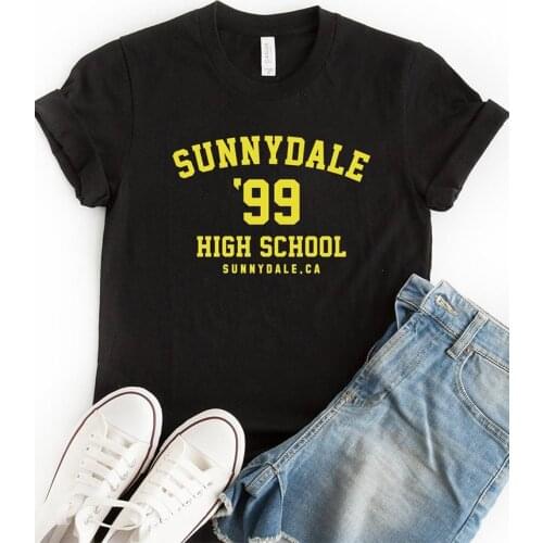 Sunnydale 99 High School Funny Letters Printed Women T Shirts Skull Clothes Gothic Shirts Cotton Oversized Tshirts Dropshpping