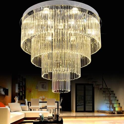 LED Lamp Modern Chandelier Lights Fixture K9 Crystal Chandelier Multi Circles Round Crystal Hanging Lamps Home Indoor Lighting
