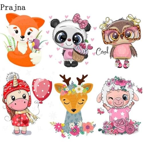 Prajna Cute Anime Iron-On Transfers For Clothing DIY Cartoon Applique Thermal Heat Transfers Patches For Clothes Kids T Shirt