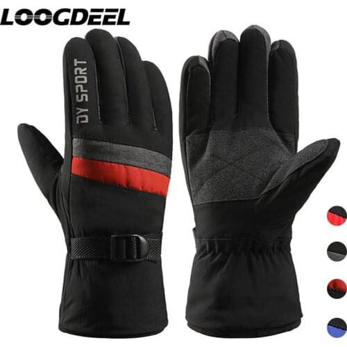 LOOGDEEL Cycling Gloves Men Women Winter Warm and Velvet Thick Waterproof Cold-proof Riding Motorcycle Touch Screen Bike Gloves
