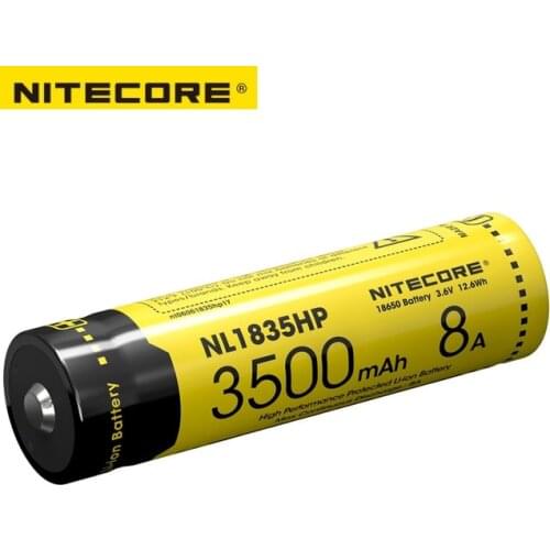 Nitecore NL1835HP High Performance 18650 3500mAh 3.6V 12.6Wh 8A Protected Li-ion Button Top Battery for High Drain Devices