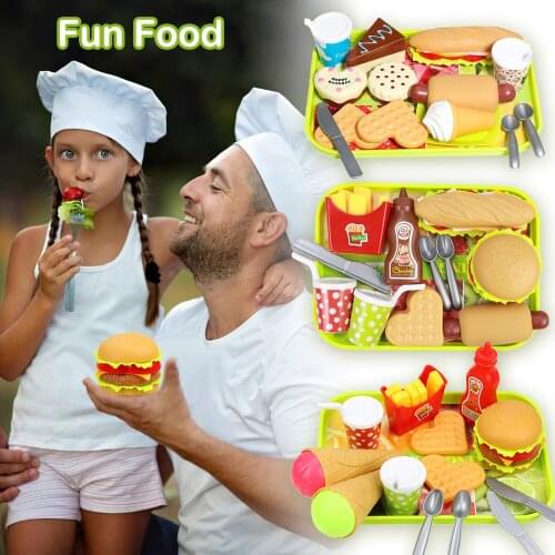 Funny Kids Kitchen Hamburger Fast Food Toys for Boys Girls Pretend Playset Role Play Educational Toys Birthday Christmas Gift