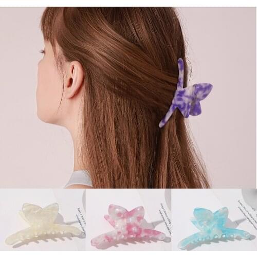 New Acetate Large Crab Hair Claw Acrylic Butterfly Barrette Clip Ponytail Holder Clamp Women Girls Cute Hairpin Hair Accessories