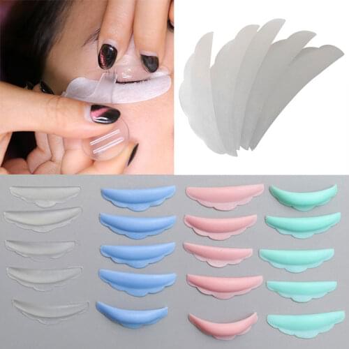 Shields Pads 5 Pairs Cosmetic 3D Eyelash Lifting Colorful Eyelash Tool Perming Lash Lift Curler Perm Rods Silicone Pads
