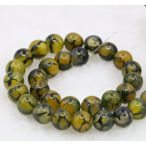 Yellow Dragon Vein Carnelian Agat Natural Stone Onyx 6mm 8mm 10mm 12mm Round Loose Beads Diy Accessories Findings 15 Inches A30
