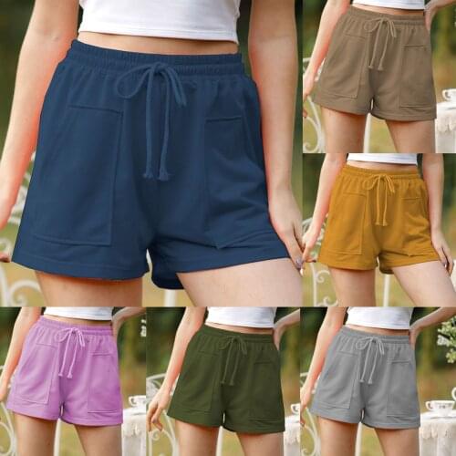 Womens Shorts Hot Summer Casual Cotton Linen Shorts Plus Size Mid Waist Sports Short Trousers Woman Streetwear Short Pants