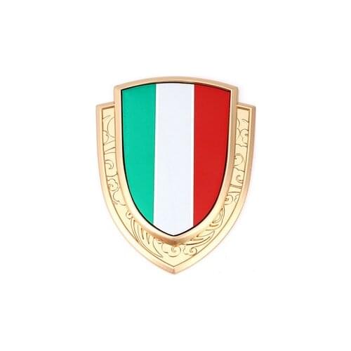 Golden 3D Metal Italy Flag Car Trunk Window Side Emblem Badge Decal Sticker