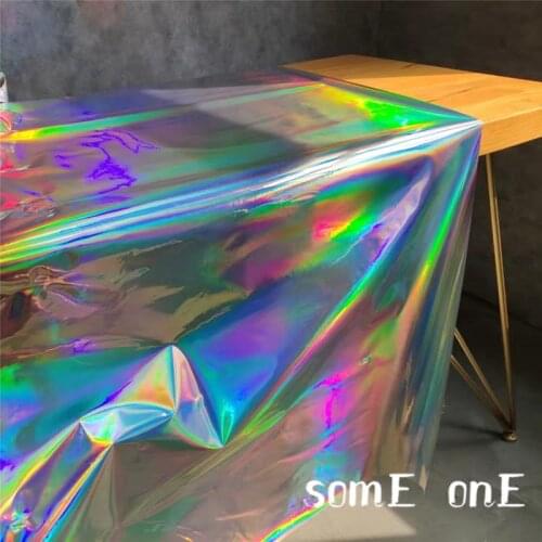 0.17mm Silver TPU Fabric Iridescent Reflective PVC DIY Waterproof Clothing Art Decor Crystal Bags Plastic Designer Fabric