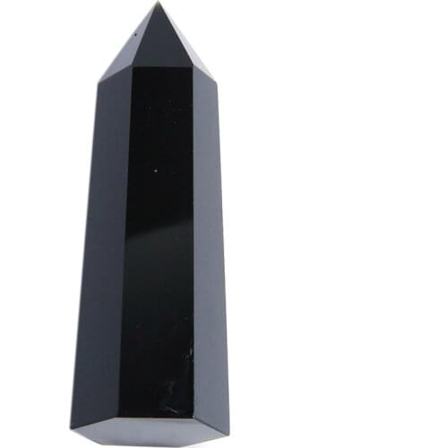 1PC Natural obsidian obelisk point quartz crystal wand healing 550-600g