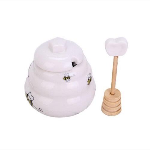 1PCS X Meant to Bee Ceramic Honey Pot with Wooden Dipper Good For Wedding, Baby Christening ,Bridal Shower,Birthday Keepsakes