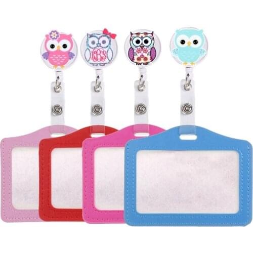 10pcs/lot Cartoon Owl Lovely Cute Pretty Retractable Badge Reel Name Cards Holders Clips for Office Business Workers Pendant