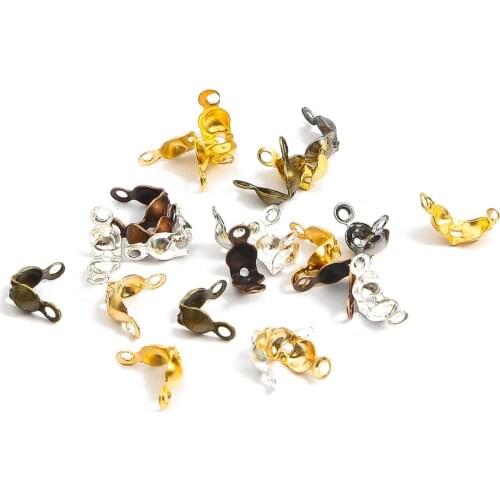 100pcs Connector Clasp Fitting 4x7mm Ball Chain Calotte End Crimps Beads Connector Components For DIY Jewelry Making Supplies