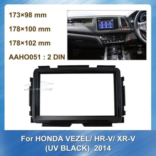 2 Din Car Radio Fascia For HONDA VEZEL HR V XR V UV BLACK 2014 Car DVD frame Stereo Panel Dash Mount Trim Installation Kit Frame