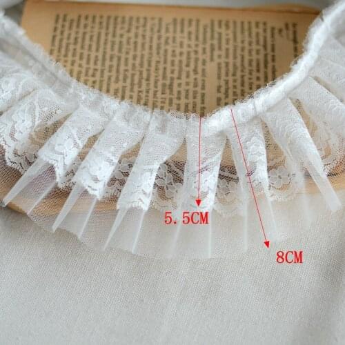 2 Meters White Double Polka-dot Mesh Ruffled Lace Trim Clothing Material Accessories Dress Lace Ribbon