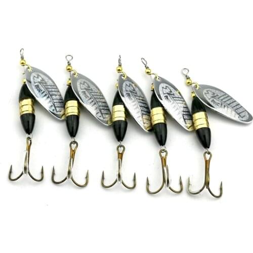 5pcs Metal Spoon Fishing Lure 8.5cm 18g Artificial Feather Hook Fishing Bait Isca Pesca Fishing Spinnerbait Carp Fishing Tackle