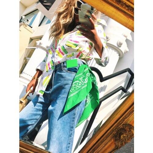 5pcs/Pack Woman Cotton Paisley Cashew Fowers Print Square Amoeba Hip Hop Bandana