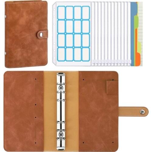 A6 Budget Binder 6-Ring PU Leather Loose-Leaf Notebook Folde Very Suitable for Home School or Work Use