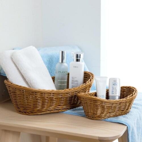 Household Imitation Rattan Storage Baskets, Plastic Hand-Woven Baskets, Bathroom Cosmetics and Sundries Baskets