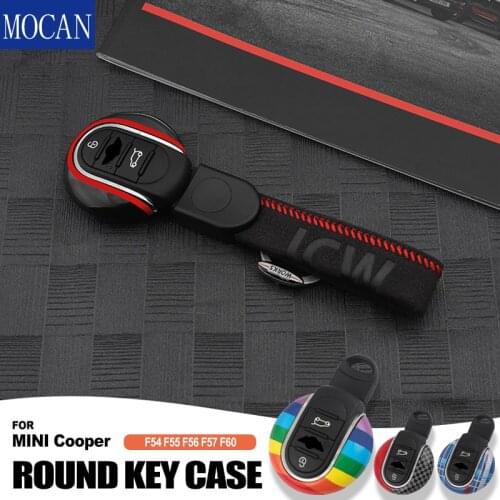 For MINI Cooper Key Case for Car Cover F54 F55 F56 F60 One D S KeyChain Union Jack Bulldog JCW Protecter Car Styling Accessories