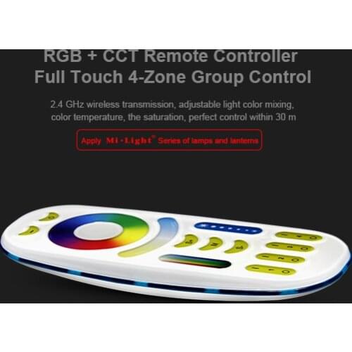 For Milight RGB+CCT led bulb series 2.4GHz 4 Zone RGB+CCT Remote controller 2 in 1 Full touch 4-zone group control RGBW Receiver