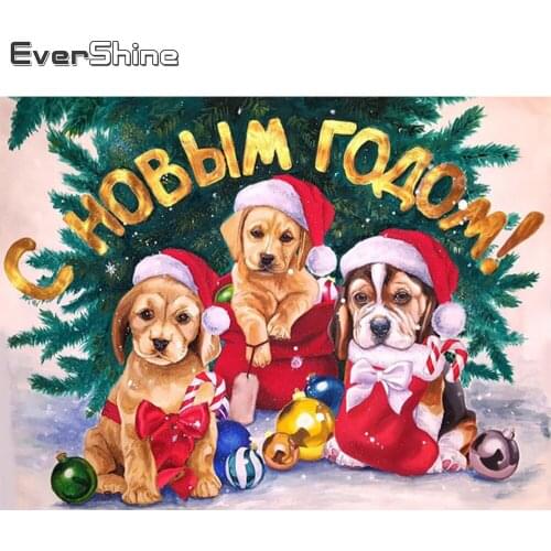 Evershine 5D DIY Diamond Painting Dog Rhinestone Art Diamond Embroidery Animal Cross Stitch Christmas Decor Gift