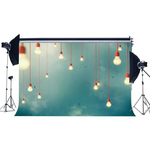 Photography Backdrop Cartoon String Shining Lamps Abstract Happy Birthday Backdrops Portraits Background
