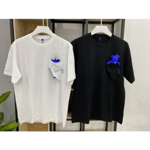 ADER ERROR T-shirt 2021 Men Women Diagonal Cracked Pocket Adererror Tee Portability Little Blue Bear Logo Tops Short Sleeve