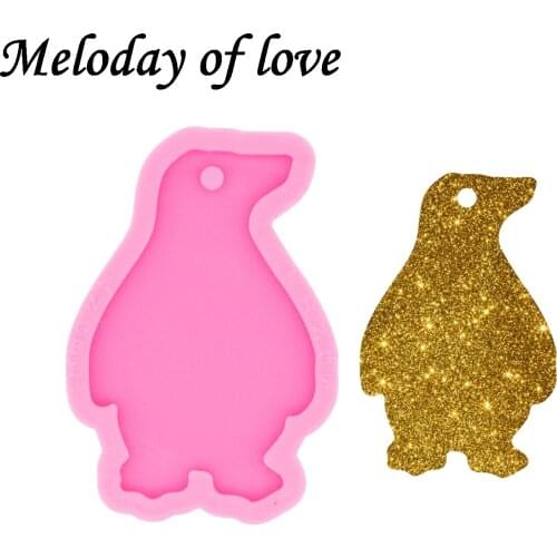 Glossy Silicone Penguin Keychain Epoxy Resin Molds Jewelry Making Custom Mould DY0513