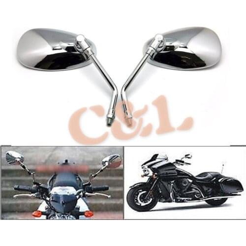 Chrome Big Custom Rearview Side Mirrors For Cruiser Chopper Motorcycle 10mm Bolt For Shadow VTX Honda Suzuki Kawasaki