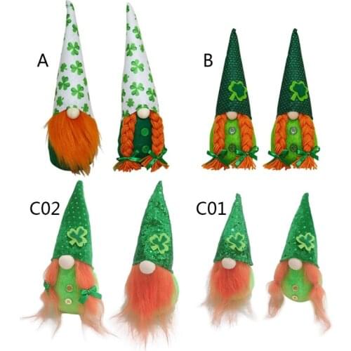 Irish March Festiva Day Gnome Leprechaun Shamrock Handmade Swedish Tomte Plush Toys Doll Household Ornaments
