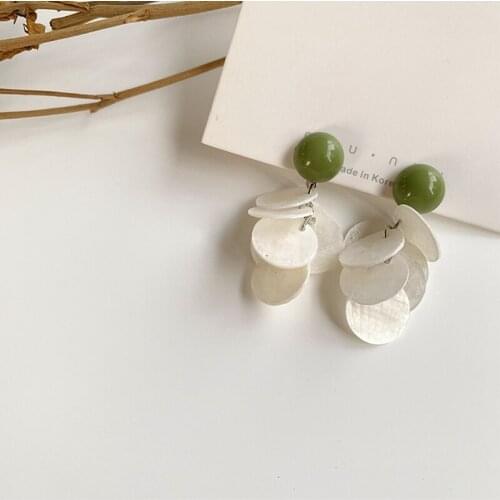Round Shell Charm Pretty Earrings Party Gift Modern Female Girls Japan Korean Styles Jewelry