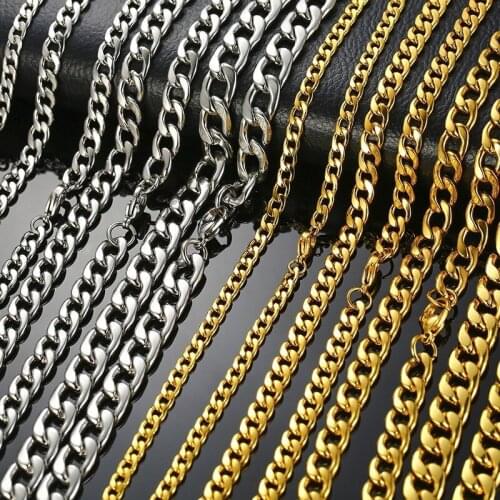 LETAPI New Fashion Cuban Link Chain Necklace Stainless Steel Gold Black Silver Color Male Choker Jewelry Gifts