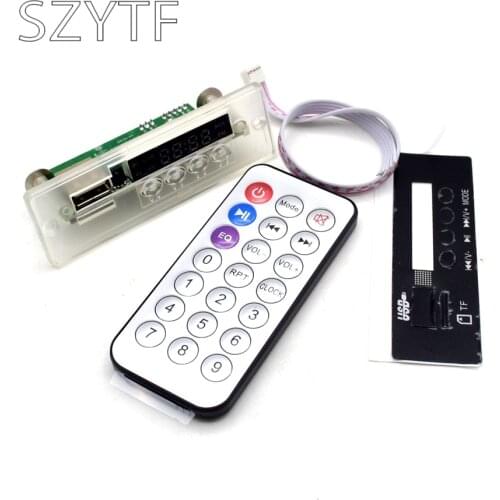 Mini 5-12V Blue Light MP3 Decoder Audio Decoding Board Time Display Support U-Disk TF Card USB FM AUX Decode