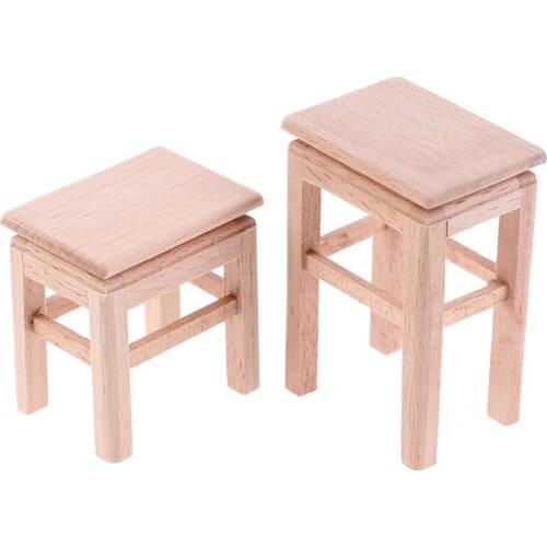 Mini Wooden Stool Simulation Chair Furniture Model Toys for Doll House Decoration 1/12 Dollhouse Miniature Accessories