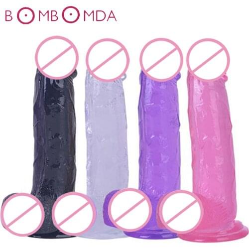 Soft Jelly Dildo Strong Suction Cup Male Artificial Penis Adult Sex Toy Anal Plug Vagina Stimulate Vibrator Female Masturbator