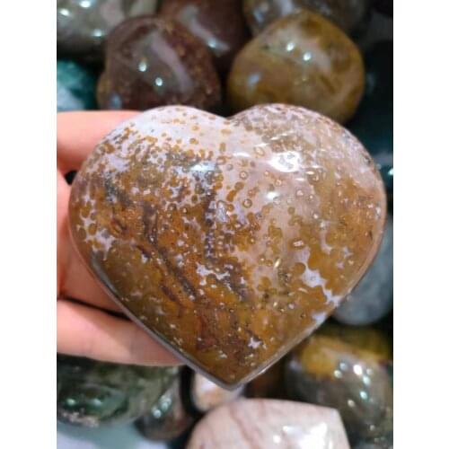 Natural Ocean Jasper Quartz Crystal Hand-Carved Heart Healing Reiki Decoration Natural Quartz Crystals