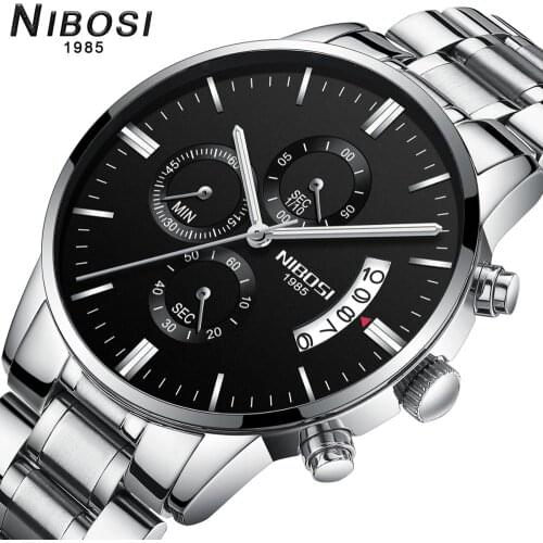 NIBOSI Mens Watches 2020 Top Brand Luxury Military Quartz Watch men Fashion Waterproof Sports Clock Stainless Steel wristwatch