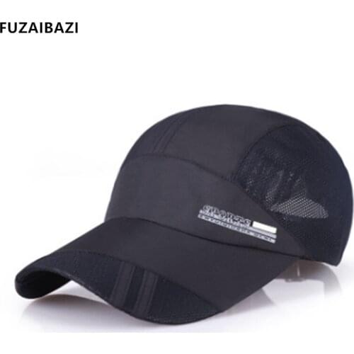 FUZAIBAZI New Fashion Style Summer Mens Trend Quick-Drying Baseball Cap Adjustable Leisure Motion Mesh Breathable Snapback Caps