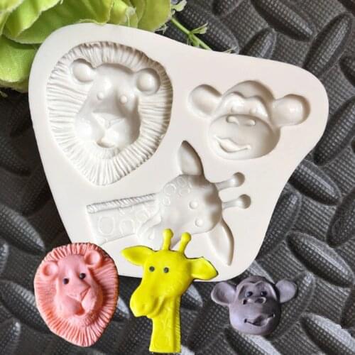 New Cartoon Cute Lion Monkey Giraffe Animal Cake Decorating Tool Chocolate Lollipop Cookie Baking Silicone Mould