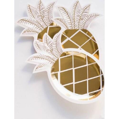8Pcs/set Disposable Dish Pineapple Shape Fruit Paper Plate for Birthday Party Wedding Decoration Supplies Fashion Tableware