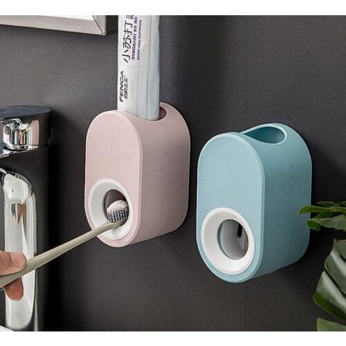 Fully Automatic Toothpaste Dispenser Hole Punched Toothbrush Toothpaste Storage Shelf Wall Hangers Bathroom Accessories