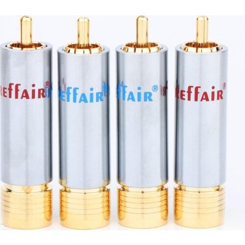 Preffair R1715 4pcs RCA Locking Non Solder Plug Connector RCA Connector Male Solder Video Gold Plated Connector