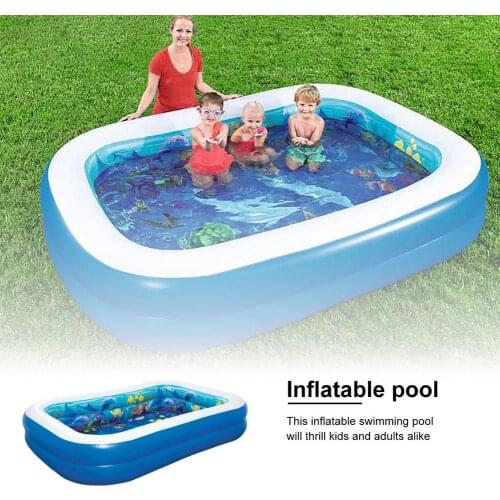 Rectangular Inflatable Swimming Pool Thicken PVC Paddling Pool Bathing Tub Outdoor Family Water Fun Pool For Kids