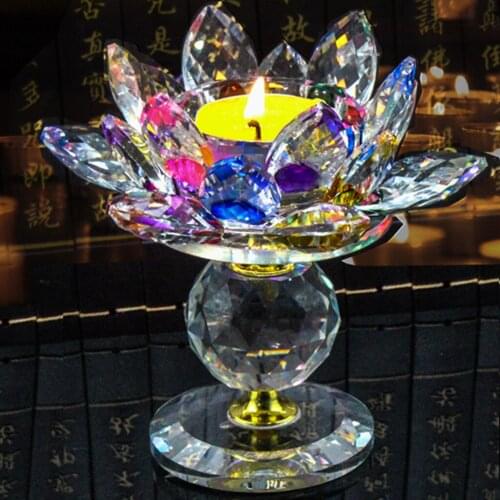 Crystal Lotus Flower Tealight Candle Holder Candlesticks Wedding Decoration