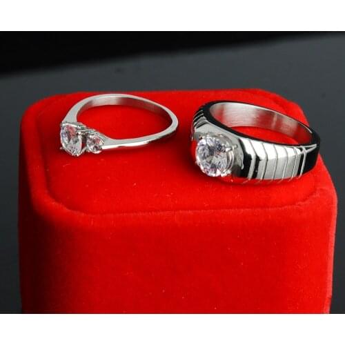 Shinning Cubic Zirconia Ring 316L Stainless Steel Couple Ring Forever Love For Romantic Wedding Rings Not Fade Drop Shipping