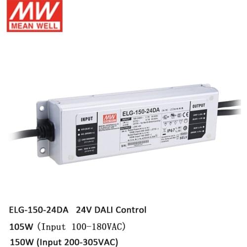 MEAN WELL ELG-150-24DA 150W 24V Dali LED Driver 110V/220V AC to 24V DC 6.25A 150W DALI control IP67 waterproof LED Power Supply
