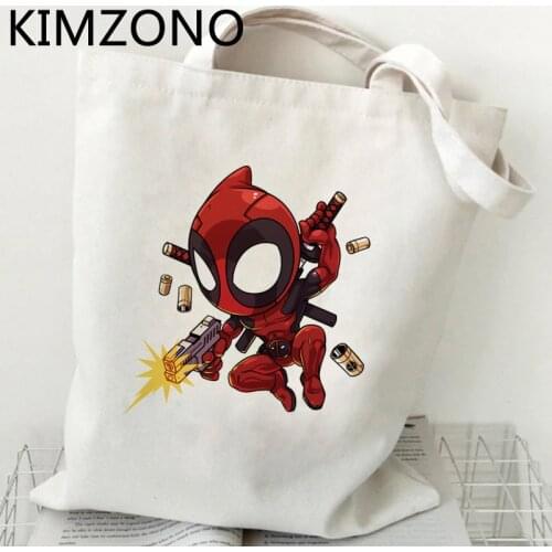 Deadpool shopping bag canvas eco recycle bag reusable cotton shopping bag jute tote sac toile
