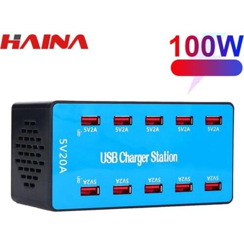 Multi USB HUB 100W 10 Ports USB Charger Fast Charger Universal Phone Charge Charging Station Desktop Chargers EU US UK Plug
