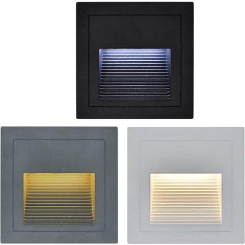 1/3W Outdoor Recessed LED Stair Light Garden Pathway Corner Wall Lamp Waterproof Villa Hotel Stairway Hallway Staircase Lamp